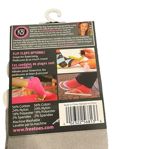 Freetoes Toeless Socks Flip Flop Pedicure Yoga Exercise Travel Gray New One Size - Picture 8 of 11